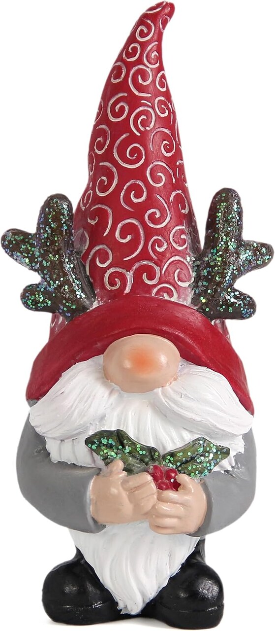 Christmas Gnome Statue for Holiday Decoration, Reindeer Gnomes Figurine for Shelf Bookshelf Mantle Table Home Decor, Swedish Winter Gnome Decor, Elf Knome Tomte Dwarf Statues, New Year Gift